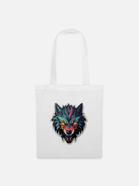 Wolf - Illustration - Stoffbeutel - Weiß