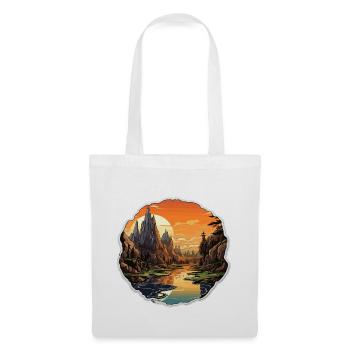 Landschaft - Illustration - Stoffbeutel - Weiß - Vorne