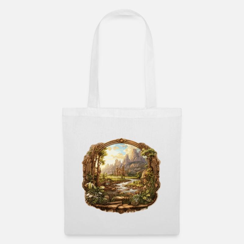 Landschaft - Illustration - Stoffbeutel - Weiß