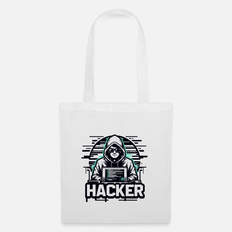 Hacker - Illustration - Stoffbeutel - Weiß