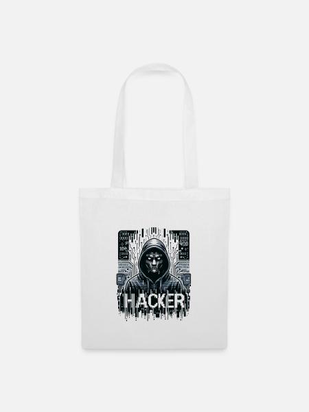 Hacker - Illustration - Stoffbeutel - Weiß