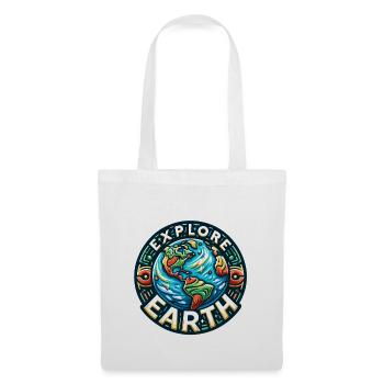 Explorez la Terre - Illustration de la Terre - Sac en tissu - blanc - Devant