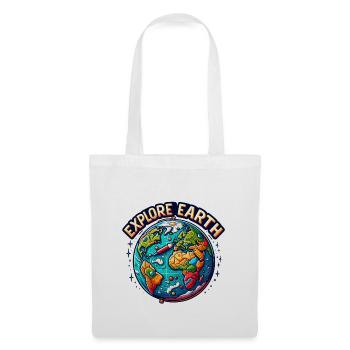 Explorez la Terre - Illustration de la Terre - Sac en tissu - blanc - Devant