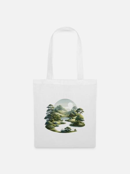 Landschaft - Illustration - Stoffbeutel - Weiß