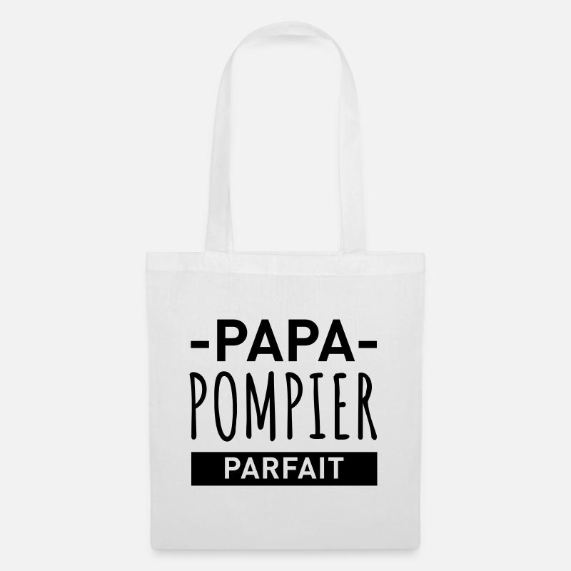 PAPA POMPIER PARFAIT Papa pompier, cadeau père - Sac en tissu - blanc