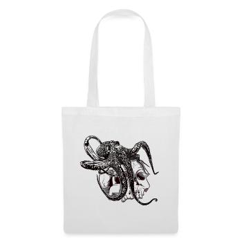 Oktopus Kraken auf einem Totenschädel Geschenk - Stoffbeutel - Weiß - Vorne