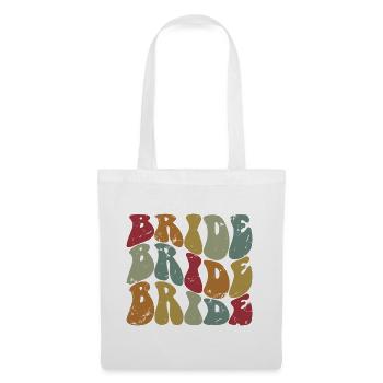 Retro Bride Matching Mariage Couple Fiançailles - Sac en tissu - blanc - Devant