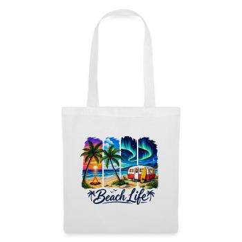 Beach Life: Sunset & Camper - Tote Bag - white - Front
