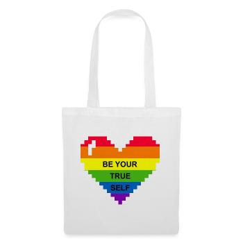Rainbow Flag Heart Be Your Self Grafik - Stoffbeutel - Weiß - Vorne