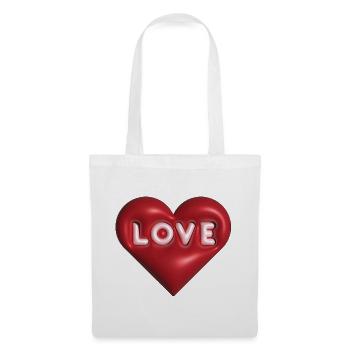 Love 3D rouge - Sac en tissu - blanc - Devant