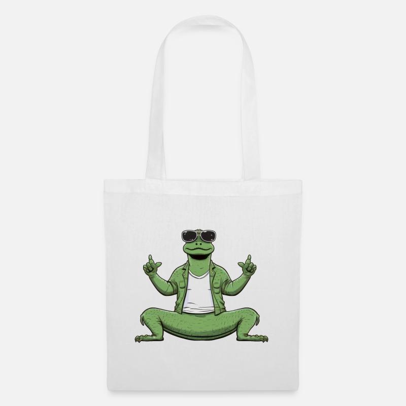 Yoga Krokodil - Stoffbeutel - Weiß