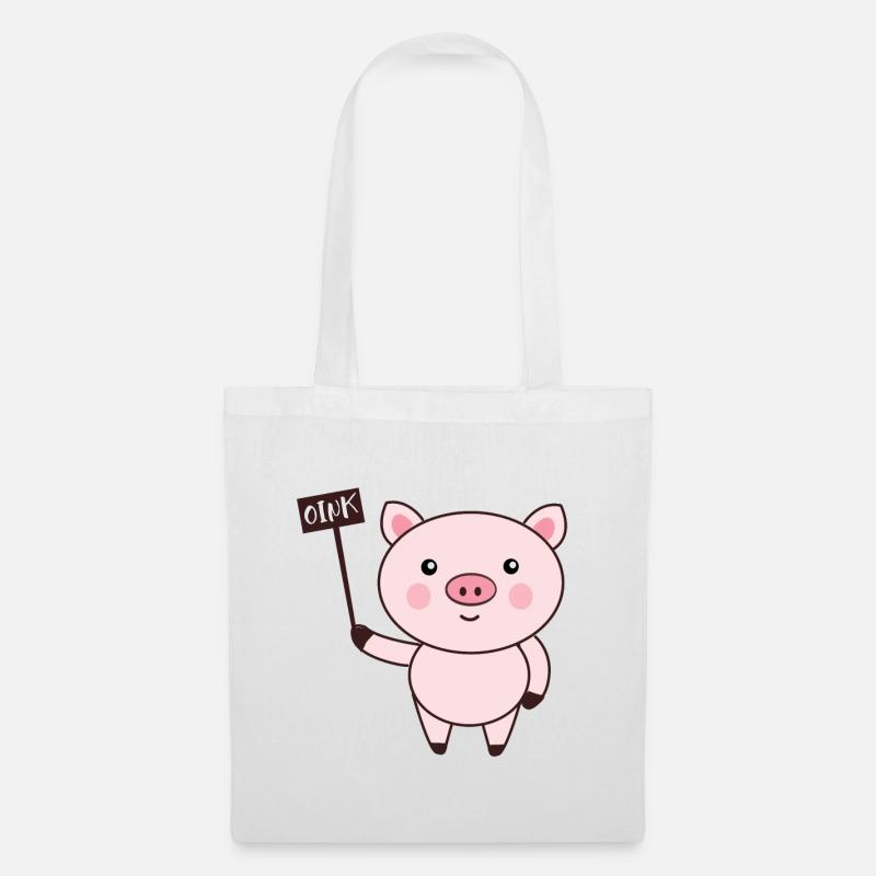 Schwein Oink - Stoffbeutel - Weiß