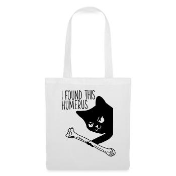 J’ai trouvé cet humérus - Jeux de mots Mignon drôle de chat noir - Sac en tissu - blanc - Devant
