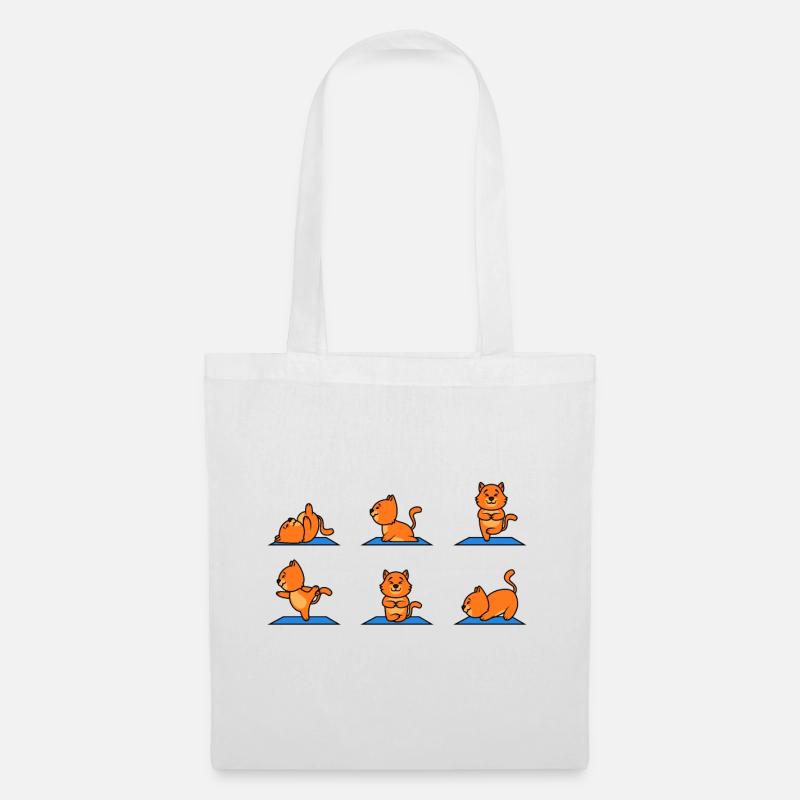 Chat de yoga - Sac en tissu - blanc