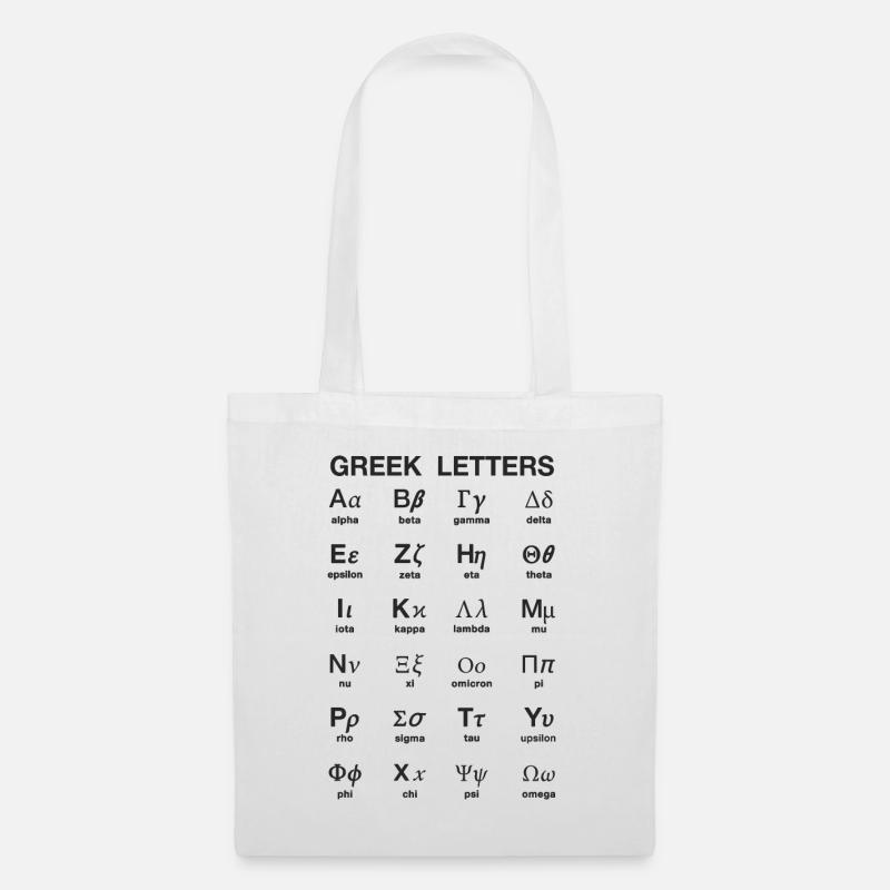Griechische Buchstaben - Stoffbeutel - Weiß