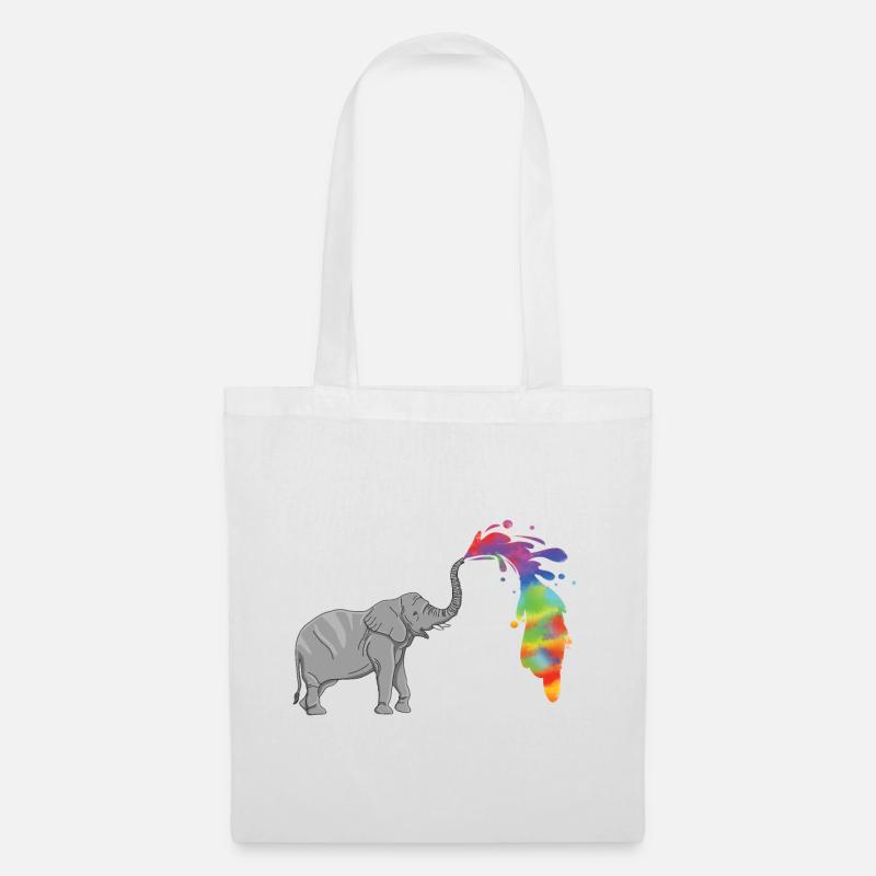 Elefant Bunte Fontäne - Stoffbeutel - Weiß