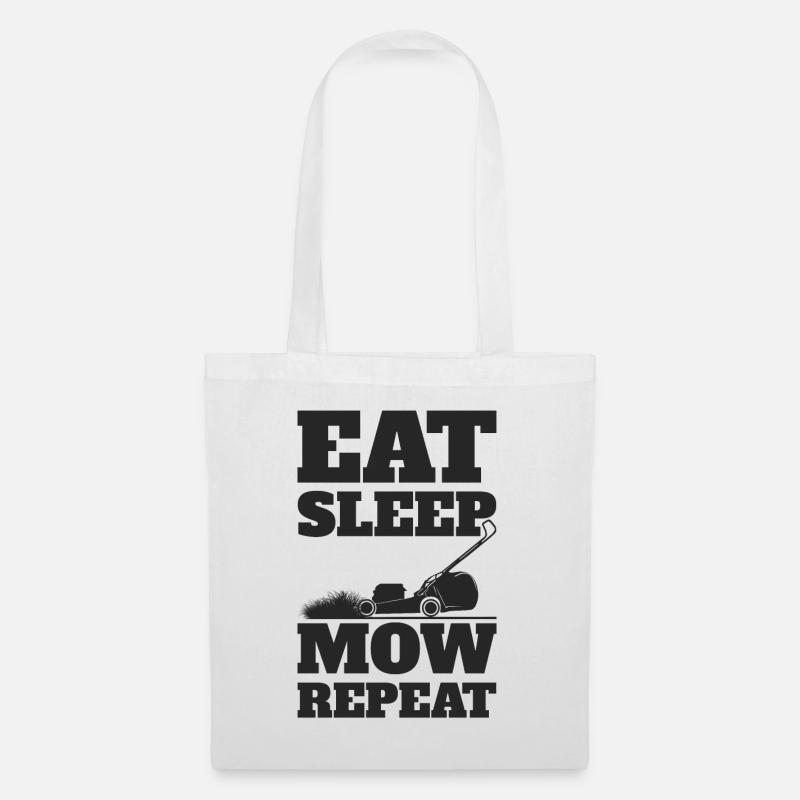 Rasenmäher Eat Sleep Repeat - Stoffbeutel - Weiß