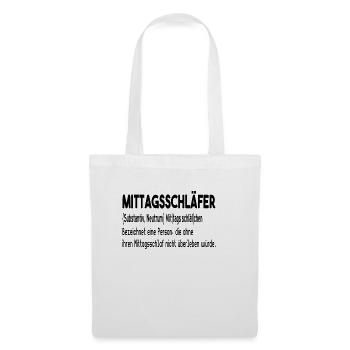 Lustiges Mittagsschlaf Mittagschläfer Geschenk - Stoffbeutel - Weiß - Vorne