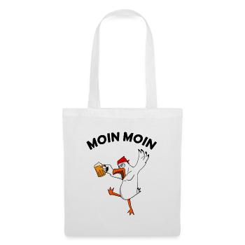 Betrunkene Möwe Moin Moin Nordsee Bier Geschenk - Stoffbeutel - Weiß - Vorne