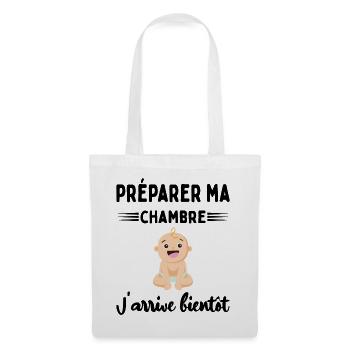 Cadeau Annonce De Grossesse Future Maman Enceinte - Sac en tissu - blanc - Devant