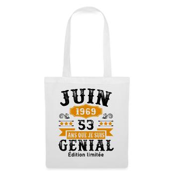 53 Ans Anniversaire Vintage Né(e) en Juin 1969 - Sac en tissu - blanc - Devant