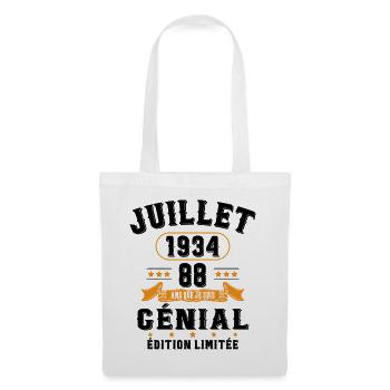 88 Ans Anniversaire Vintage Né(e) en Juillet 1934 - Sac en tissu - blanc - Devant