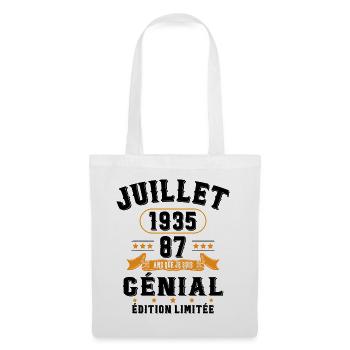87 Ans Anniversaire Vintage Né(e) en Juillet 1935 - Sac en tissu - blanc - Devant