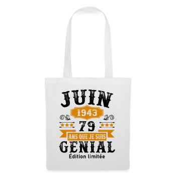 79 Ans Anniversaire Vintage Né(e) en Juin 1943 - Sac en tissu - blanc - Devant