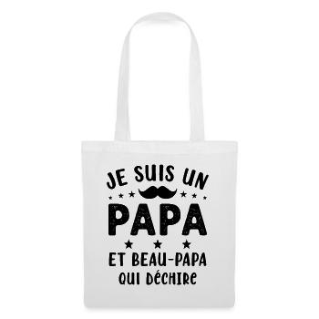 je suis un Papa et un Beau-Papa qui déchire - Sac en tissu - blanc - Devant
