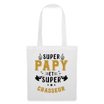 Super papy et Super Chasseur - Sac en tissu - blanc - Devant