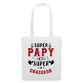 Super papy et Super Chasseur - Sac en tissu - blanc - Devant
