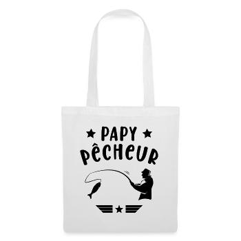 Papy Pêcheur Humour Fête des Grands Pères Noël - Sac en tissu - blanc - Devant