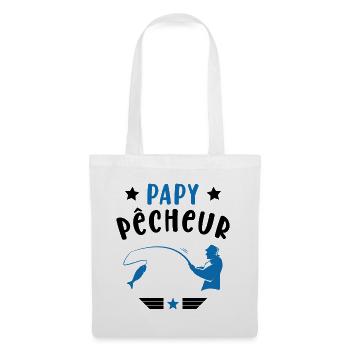 Papy Pêcheur Humour Fête des Grands Pères Noël - Sac en tissu - blanc - Devant