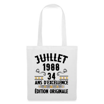 34 Ans Anniversaire Vintage Né(e) en Juillet 1988 - Sac en tissu - blanc - Devant