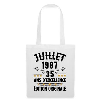 35 Ans Anniversaire Vintage Né(e) en Juillet 1987 - Sac en tissu - blanc - Devant