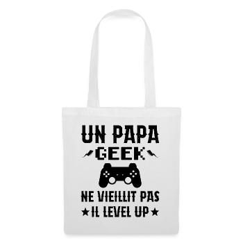 Un Papa Geek Ne Vieillit Pas Il Level Up - Sac en tissu - blanc - Devant