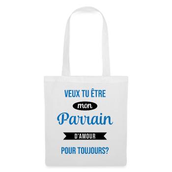 Veux Tu Être Mon Parrain d'amour pour toujours - Sac en tissu - blanc - Devant