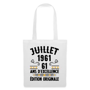 61 Ans Anniversaire Vintage Né(e) en Juillet 1961 - Sac en tissu - blanc - Devant