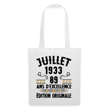 89 Ans Anniversaire Vintage Né(e) en Juillet 1933 - Sac en tissu - blanc - Devant