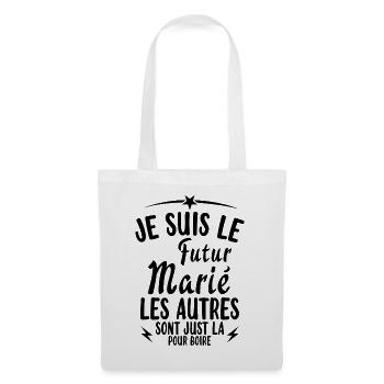 Cadeau de célibataire pour un futur marié - Sac en tissu - blanc - Devant