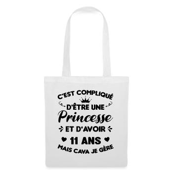 Princesse 11 Ans Anniversaire Idée Cadeau Licorne - Sac en tissu - blanc - Devant