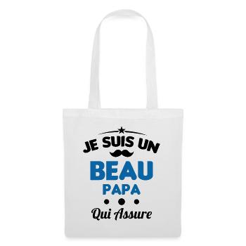 je suis un Beau-Papa qui assure humour - Sac en tissu - blanc - Devant