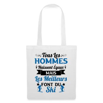 Ski - Hommes naissent égaux meilleurs font du ski - Sac en tissu - blanc - Devant