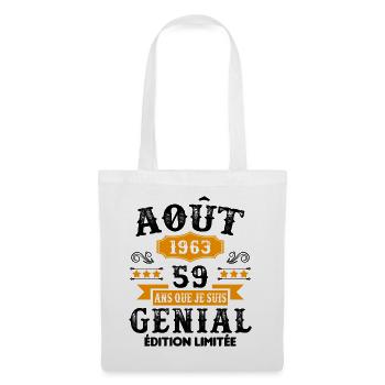 59 Ans Anniversaire Vintage Né(e) en Août 1963 - Sac en tissu - blanc - Devant