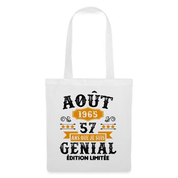 57 Ans Anniversaire Vintage Né(e) en Août 1965 - Sac en tissu - blanc - Devant