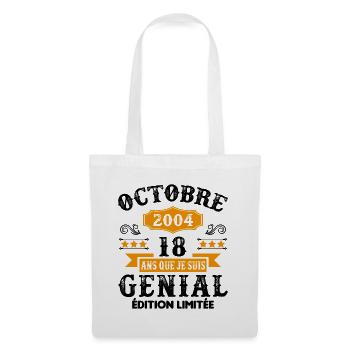 18 Ans Anniversaire Vintage Né(e) en Octobre 2004 - Sac en tissu - blanc - Devant