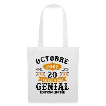 20 Ans Anniversaire Vintage Né(e) en Octobre 2002 - Sac en tissu - blanc - Devant