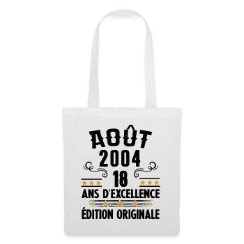 18 Ans Anniversaire Vintage Né(e) en Août 2004 - Sac en tissu - blanc - Devant