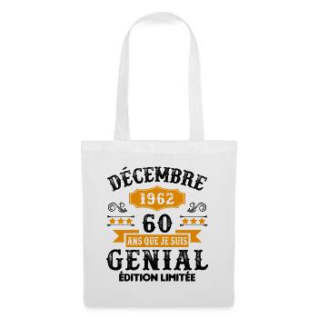 60 Ans Anniversaire Vintage En Décembre 1962 - Sac en tissu - blanc - Devant