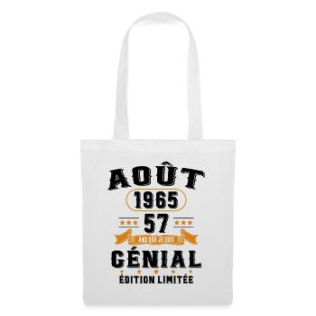57 Ans Anniversaire Vintage Né(e) en Août 1965 - Sac en tissu - blanc - Devant